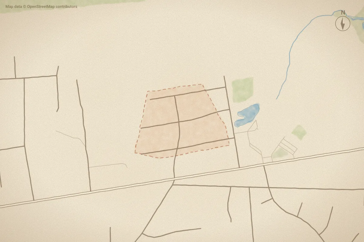 Watercolor map of Foxlair in Newport, NC, showing its streets, water and surroundings