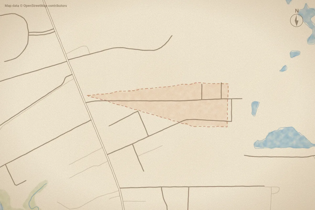 Watercolor map of Green Meadows in Beaufort, NC, showing its streets, water and surroundings