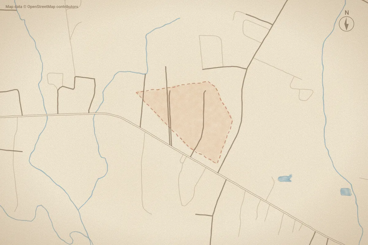 Watercolor map of Green Tree in Newport, NC, showing its streets, water and surroundings