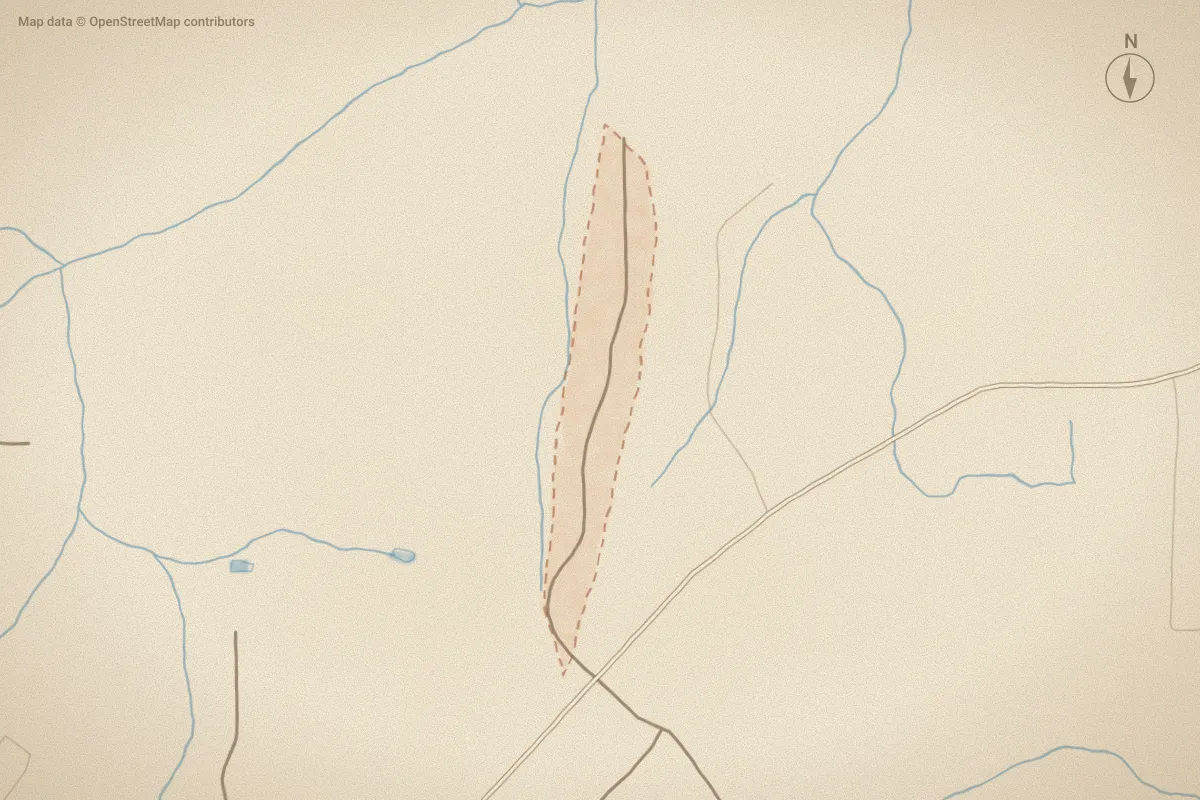 Watercolor map of Highland Park in Goldsboro, NC, showing its streets, water and surroundings