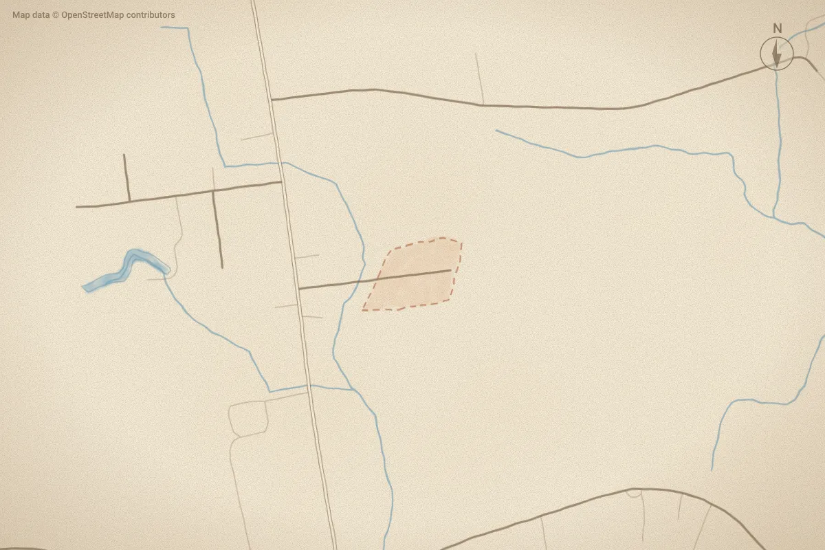 Watercolor map of Hudsons Crossroads in Greenville, NC, showing its streets, water and surroundings