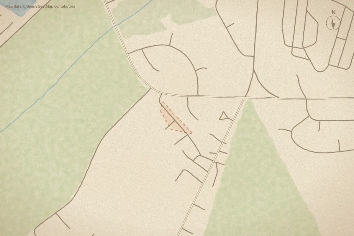 Watercolor map of Indian Trails Area #14 in Havelock, NC, showing its streets, water and surroundings