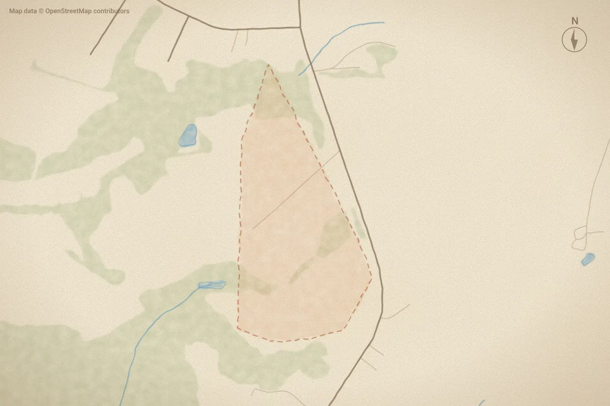 Watercolor map of Lucas Park in Smithfield, NC, showing its streets, water and surroundings