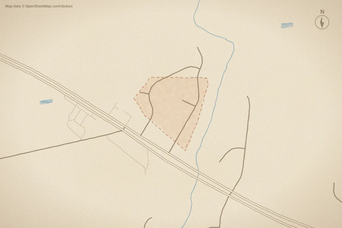 Watercolor map of Mill Run in Goldsboro, NC, showing its streets, water and surroundings