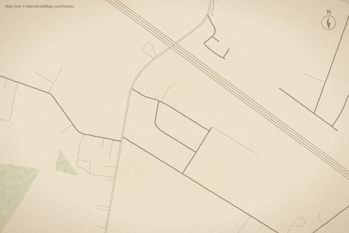 Watercolor map of North Banks in Elizabeth City, NC, showing its streets, water and surroundings