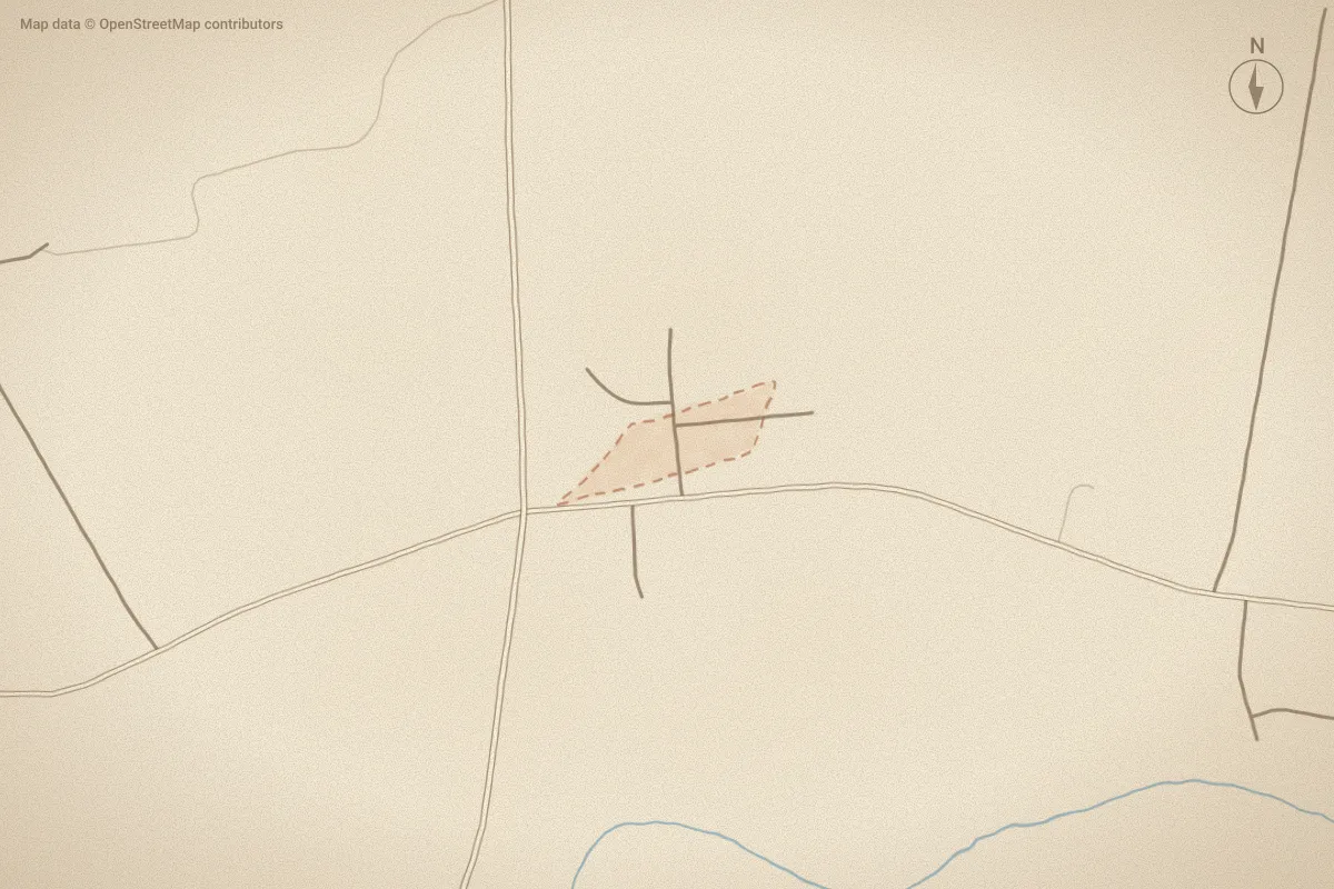 Watercolor map of Northwyck in Pikeville, NC, showing its streets, water and surroundings