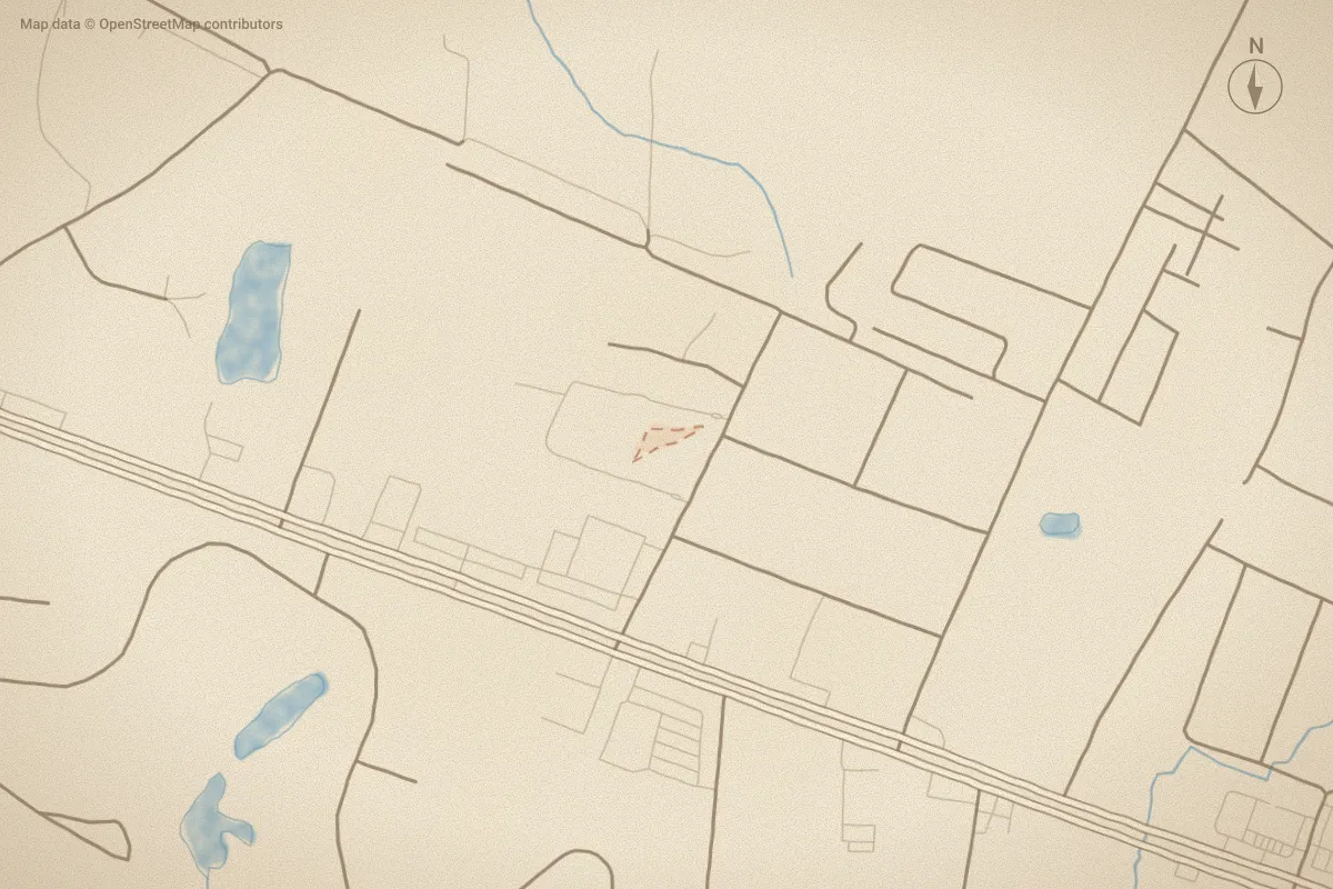 Watercolor map of Park Villas in Newport, NC, showing its streets, water and surroundings