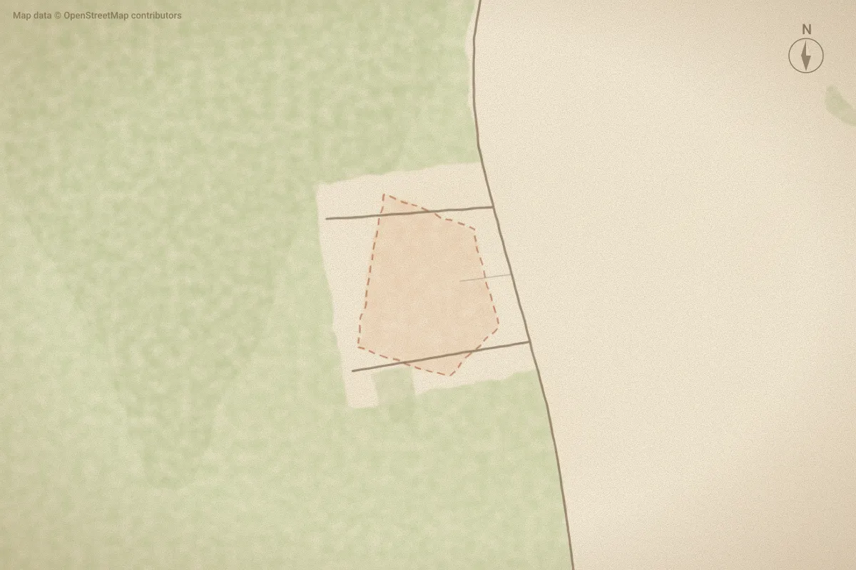 Watercolor map of Pinetop Village in Newport, NC, showing its streets, water and surroundings