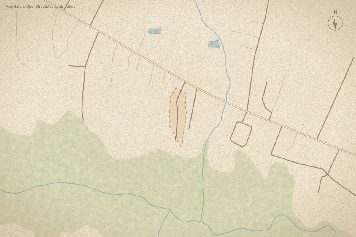 Watercolor map of Quail Crossing in Newport, NC, showing its streets, water and surroundings