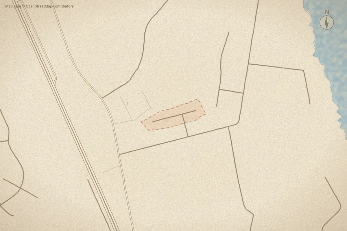 Watercolor map of Rivershore Commons in New Bern, NC, showing its streets, water and surroundings