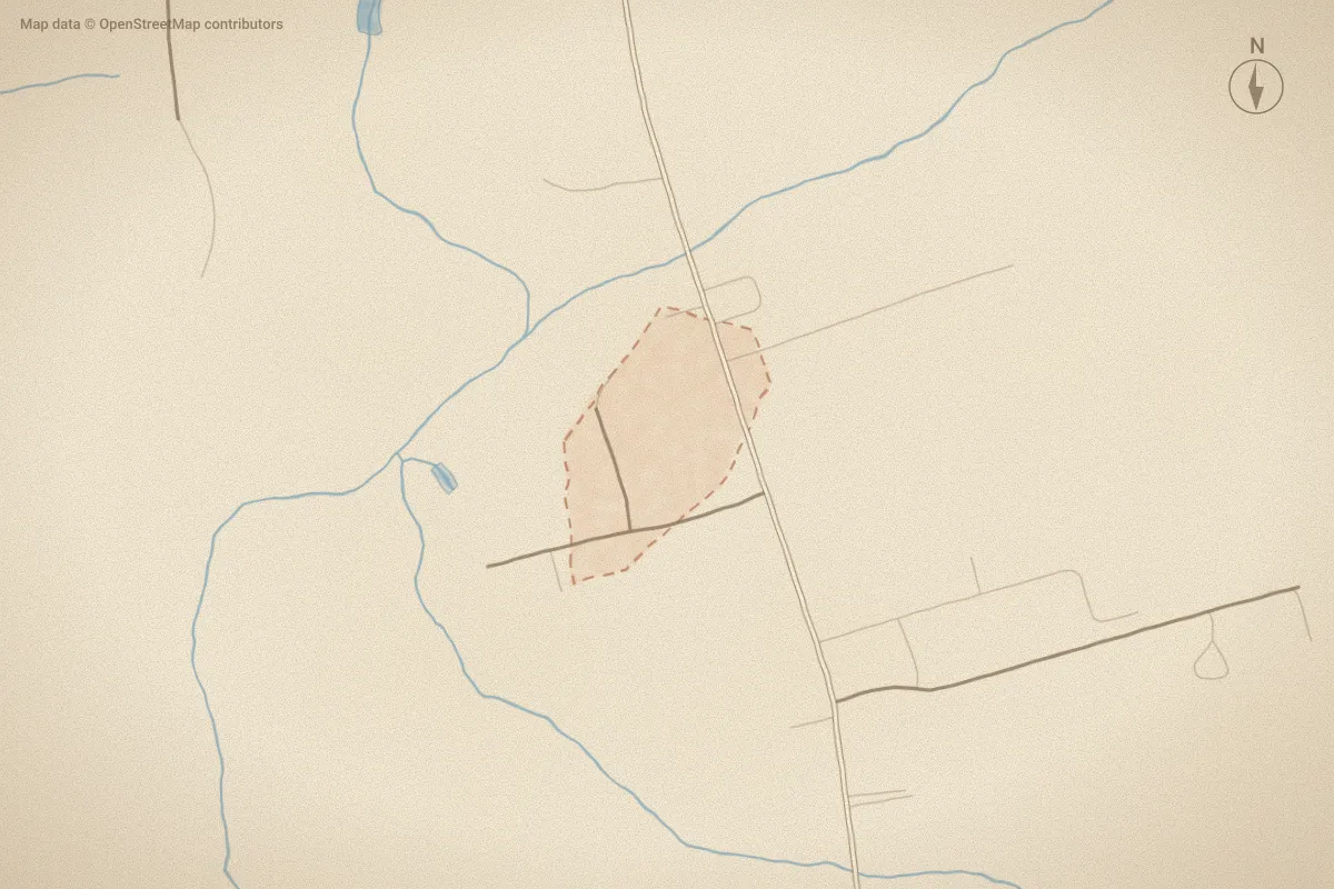 Watercolor map of Sandy Mill Run in Winterville, NC, showing its streets, water and surroundings