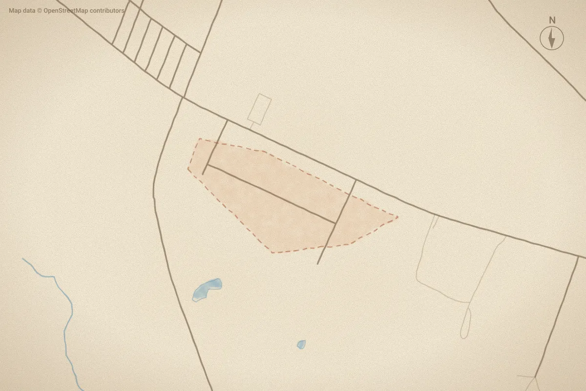 Watercolor map of Spring Garden in New Bern, NC, showing its streets, water and surroundings