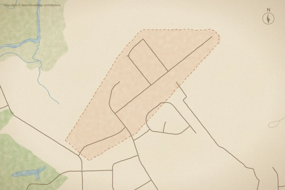 Watercolor map of Star Hill North in Cape Carteret, NC, showing its streets, water and surroundings