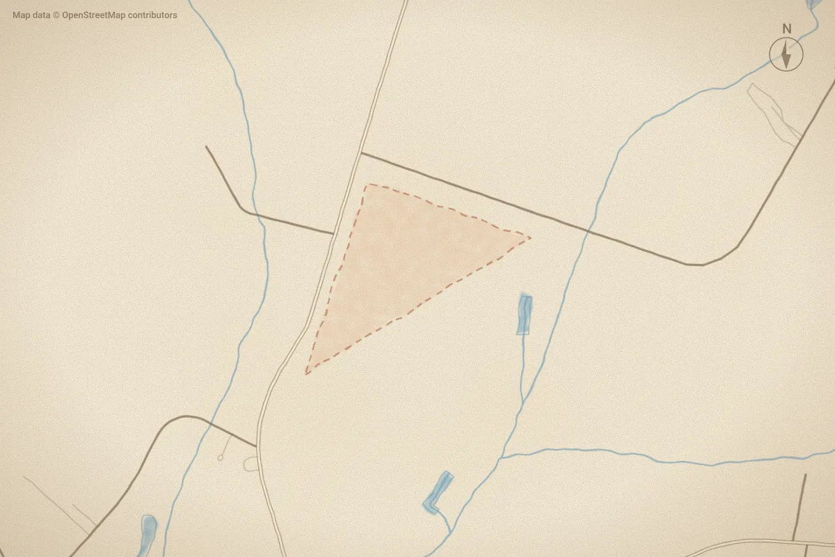 Watercolor map of Stonemoor in Greenville, NC, showing its streets, water and surroundings