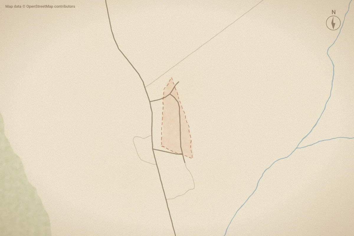 Watercolor map of Stoneybrook in Farmville, NC, showing its streets, water and surroundings