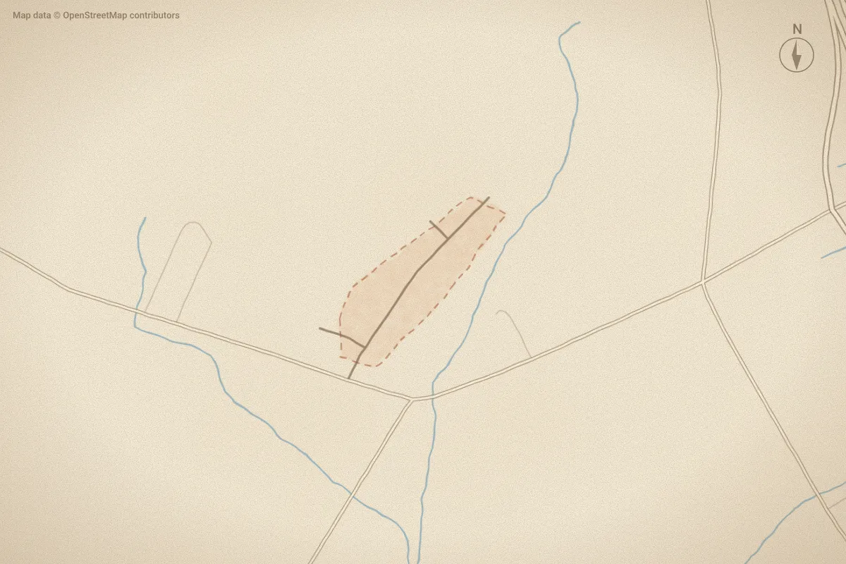 Watercolor map of Summer Field in Pikeville, NC, showing its streets, water and surroundings