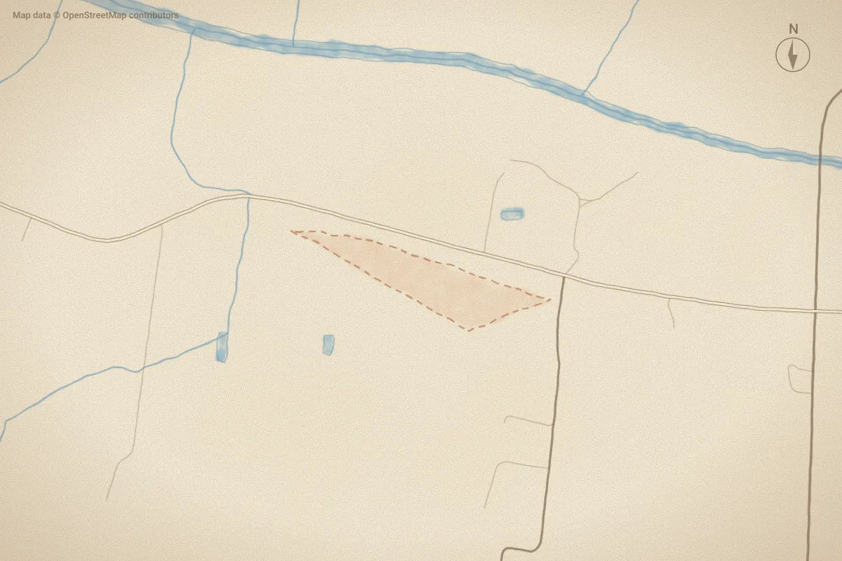 Watercolor map of Suncrest in Greenville, NC, showing its streets, water and surroundings