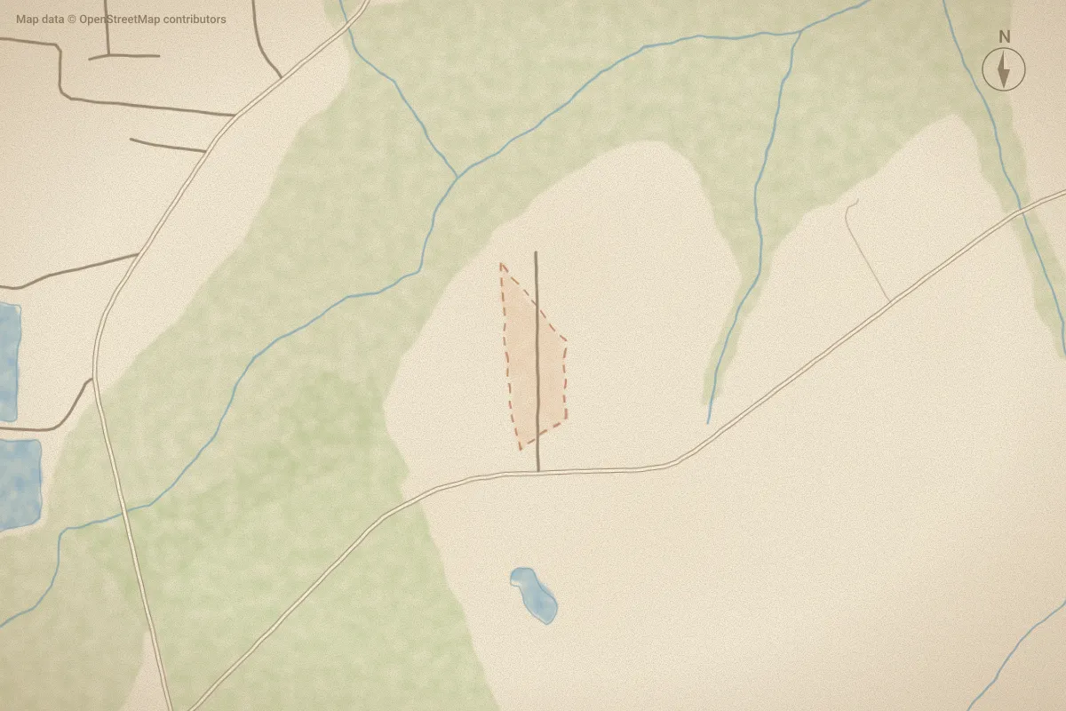 Watercolor map of Tanglewood Acres in Newport, NC, showing its streets, water and surroundings