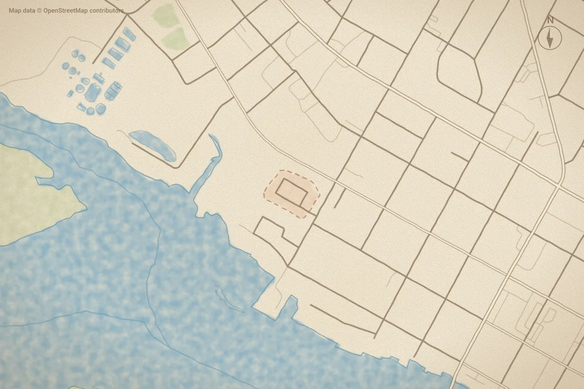 Watercolor map of The Willows in Washington, NC, showing its streets, water and surroundings