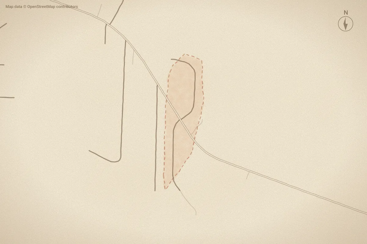 Watercolor map of Twisting Creek in Greenville, NC, showing its streets, water and surroundings