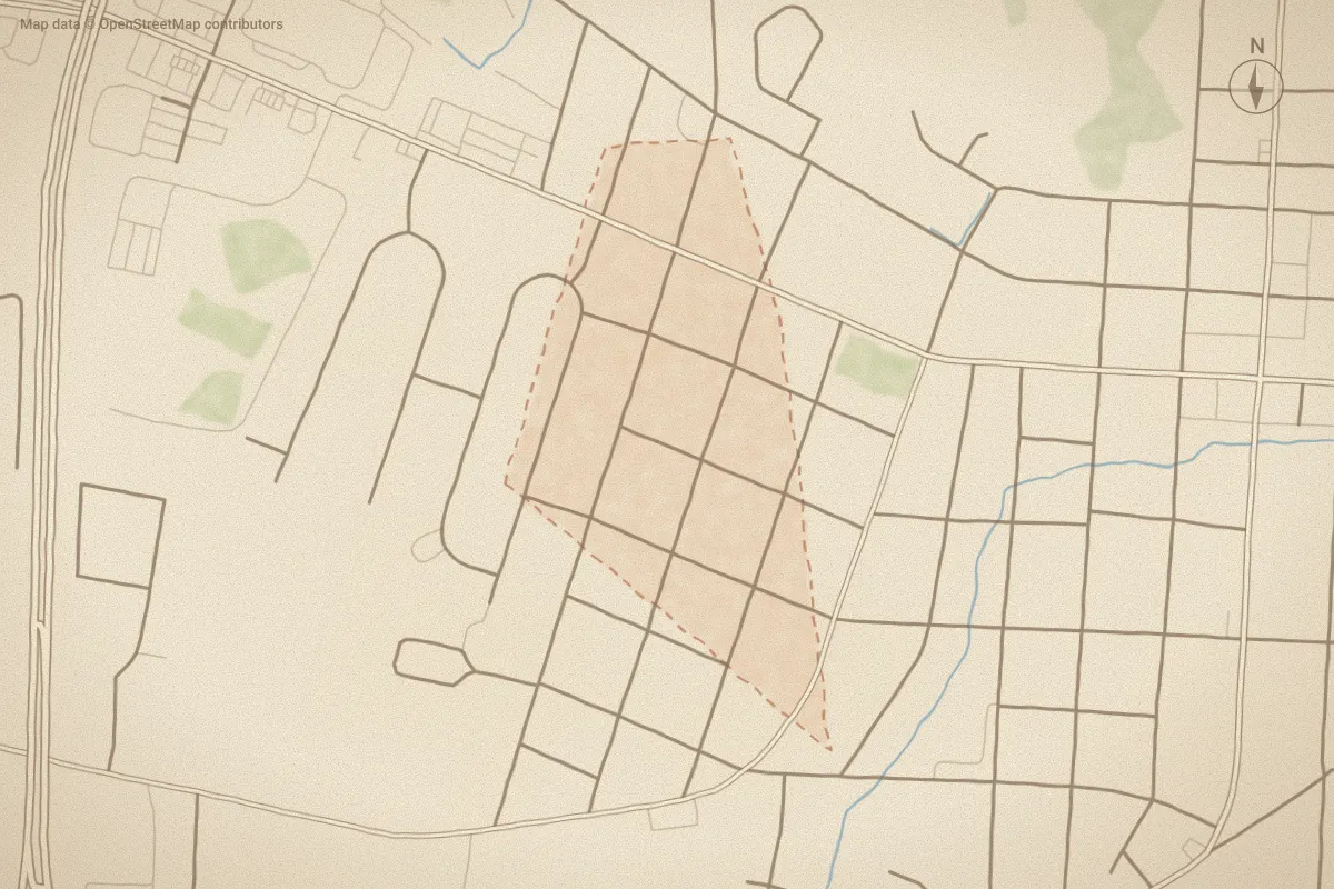 Watercolor map of Westhaven in Ayden, NC, showing its streets, water and surroundings