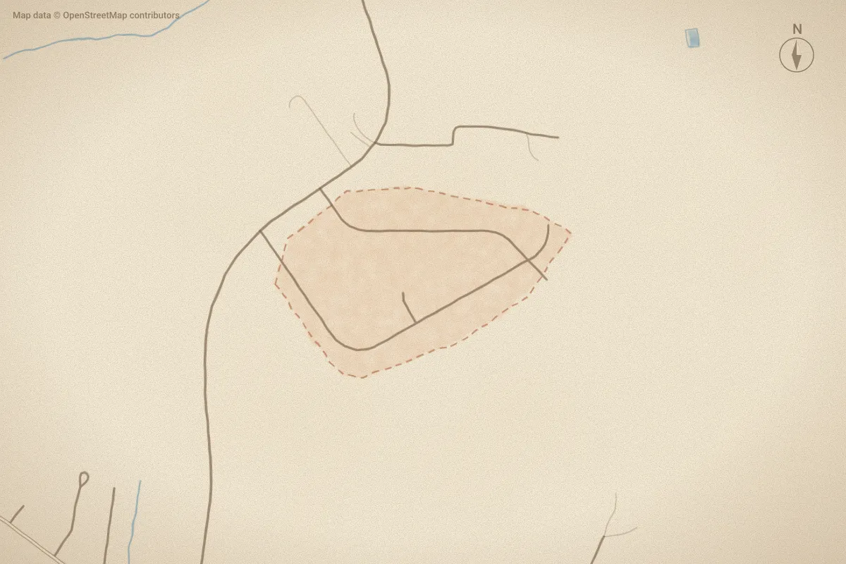 Watercolor map of Wheaton Village in Greenville, NC, showing its streets, water and surroundings