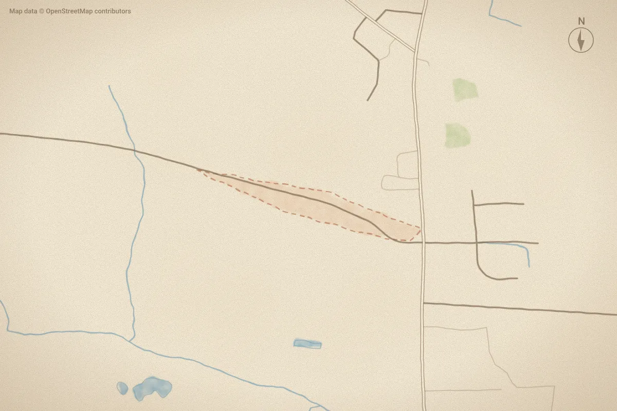 Watercolor map of Windfield Colony in Wilson, NC, showing its streets, water and surroundings